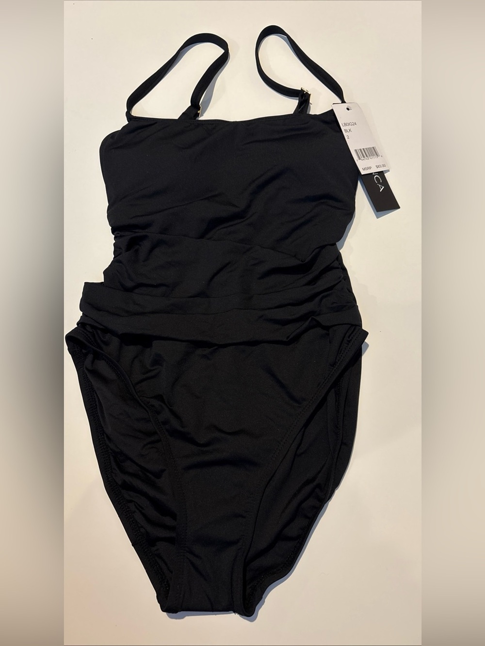 La Blanca One Piece Swimsuit Island Goddess Black Sz 2 NEW Bathing Suit